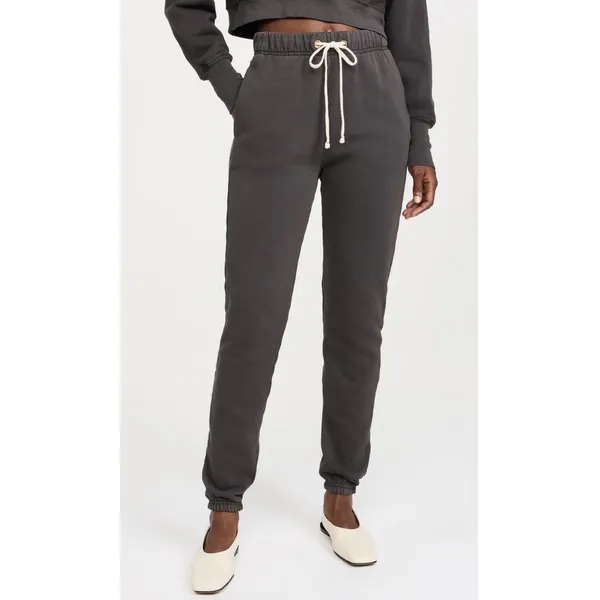 Les Tien Drawstring Waist Classic Heavy Sweatpants Vintage Black Gray Size Small - Image 18