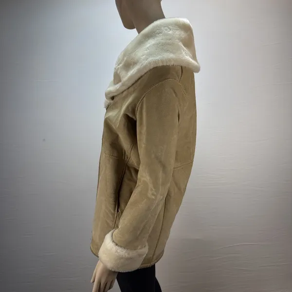 Marvin Richards Vintage Tan Suede Coat Size S Faux Shearling Lined‎ Western Boho - Image 5