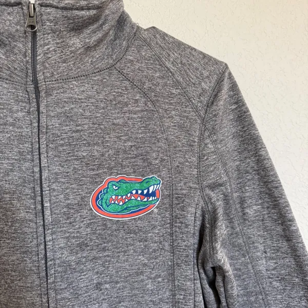 E5 Florida Gators Women Full Zip Jacket Gray Heathered Mock Neck Medium Collage - Image 2