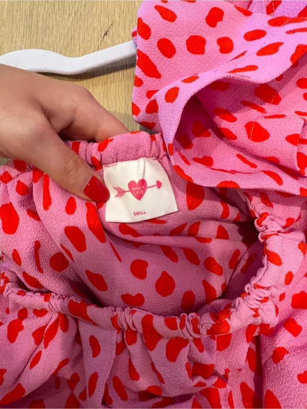 Buddy Love Pink & Red Polka Dot One Shoulder Ruffle Dress - Image 3