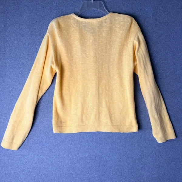 VTG Judy Myers Designer Times Yellow Sunflower Cardigan Sweater Women's‎ LG USA - Image 4