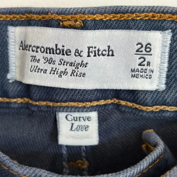 Abercrombie & Fitch Curve Love 90s Straight‎ Ultra High Rise Jeans Blue 26 2R - Image 3
