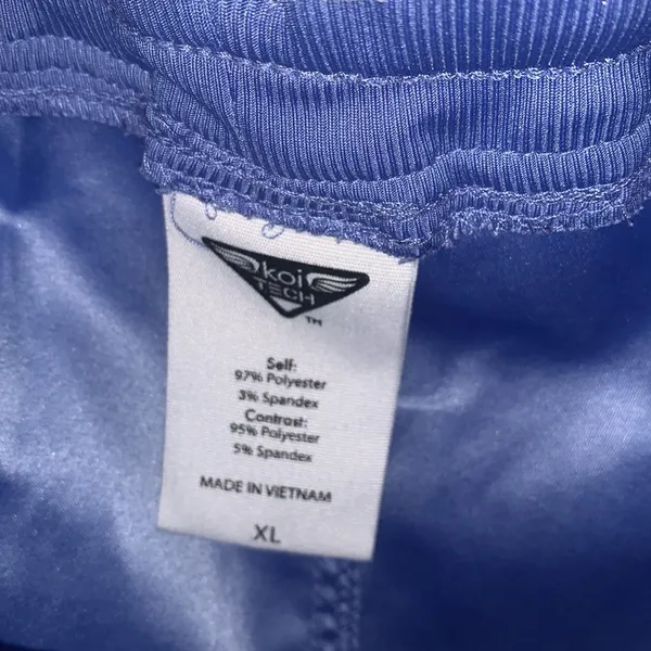 KOI Tech ceil blue scrub pant slit on bottom woman size XL - Image 5