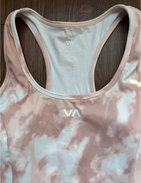 RVCA Sports Bra Womens Medium Pink Tie Dye Racerback Mesh Breathable - Image 2
