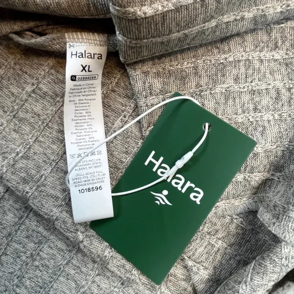 Halara Womens Midi Dress Heather Grey Ribbed Empire‎ Waist V-Neck Long Sleeve XL - Image 4