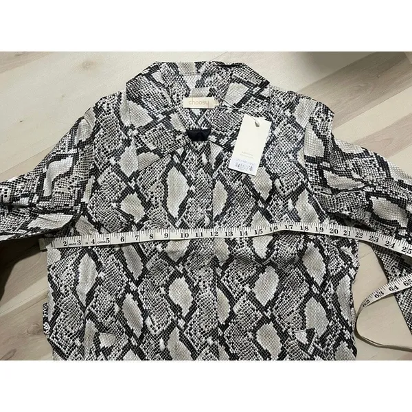 Choosy NWT Large Faux Snakeskin Leather Trench Coat Jacket Exotic Vintage 90s - Image 8