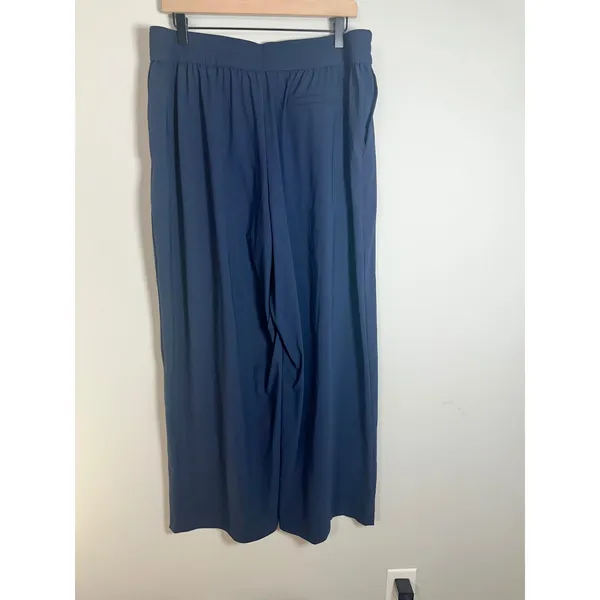 Athleta Pinnacle High Rise Trouser Navy‎ Blue Wide Leg Pleated Pants 16 472041 - Image 7
