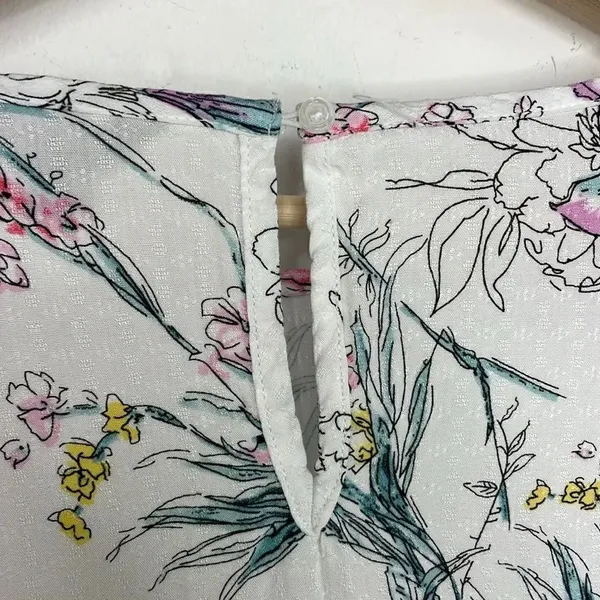 Buffalo David Bitton Top Womens White Floral Print Front Tie Blouse Small - Image 11