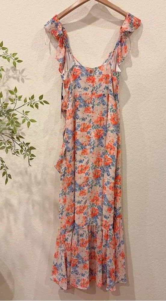 ASTR Mahalia High Low Midi Dress in Blue Orange Floral Size Small NWT - Image 7