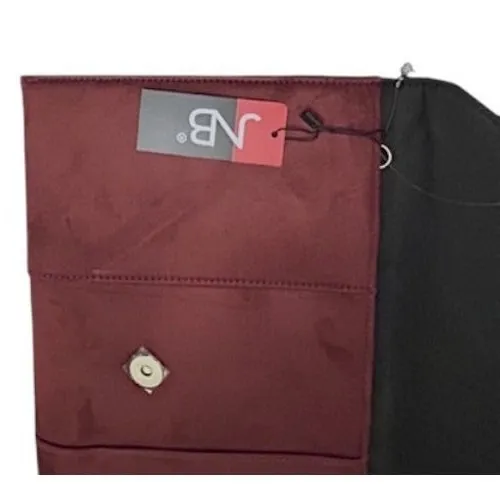 NWT‎ JNB Studio Burgundy Faux Suede Envelope Clutch Chain Shoulder Bag Modern - Image 10