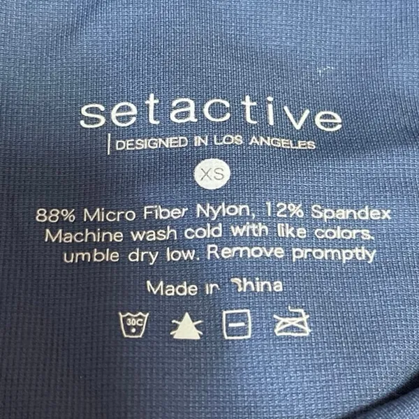 Set Active Women's Blue Mid Rise Athletic Workout Gym Yoga Leggings Pants Sz XS - Image 4