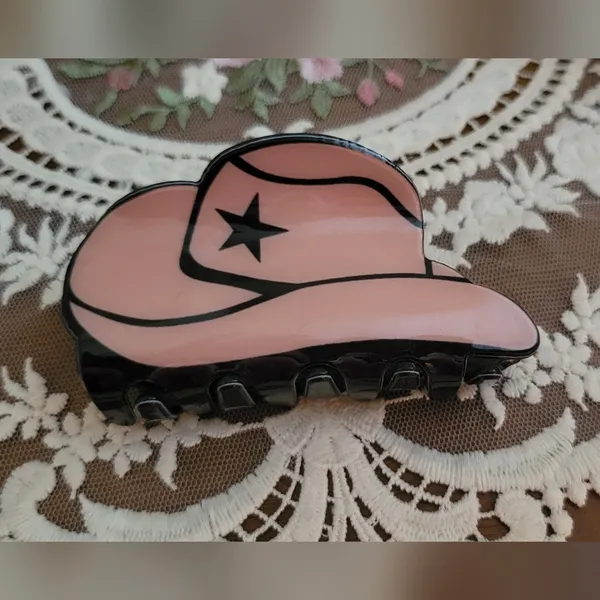 Western Cowboy Hat And Cow Print Hair Clip Set - Image 3