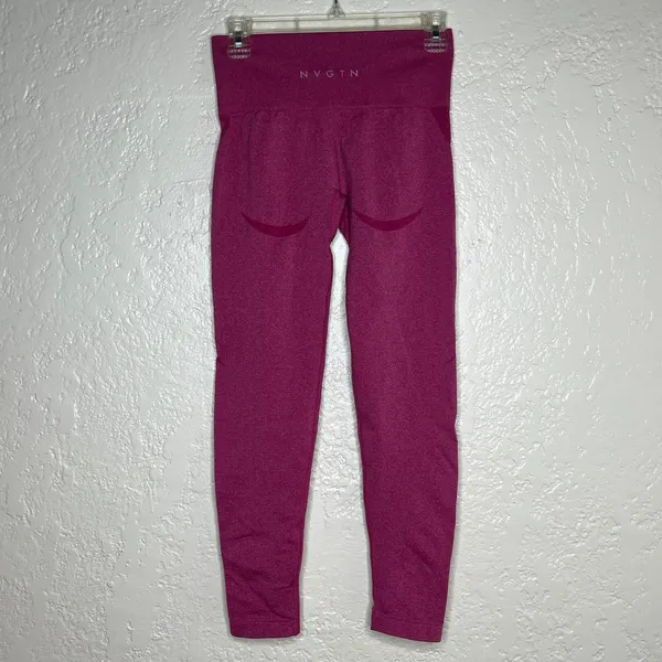 NVGTN Women's Maroon Pink Curve Seamless High Waisted Leggings‎ Size Medium - Image 3
