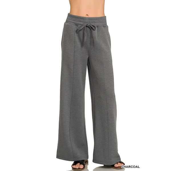 Zenana Scuba Collared Short Sleeve Pullover & Center Seam Pants Set - Medium‎ - Image 3
