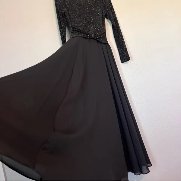 JESSICA McCLINTOCK VINTAGE DRESS BLACK SPARKLE FORMAL MAXI DRESS SIZE 10 #124 - Image 14