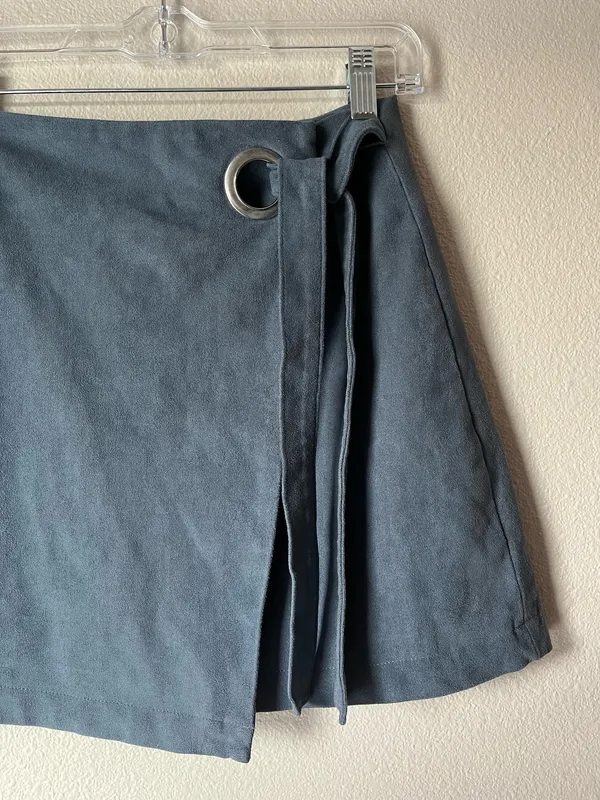 Abercrombie & Fitch Slate Blue Wrap Skirt with Grommet Detail - Image 3