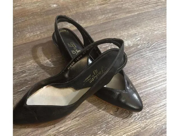 Fashion 10 Endicott Johnson Vintage Leather Pumps Wedge Classic Minimalist Black - Image 2