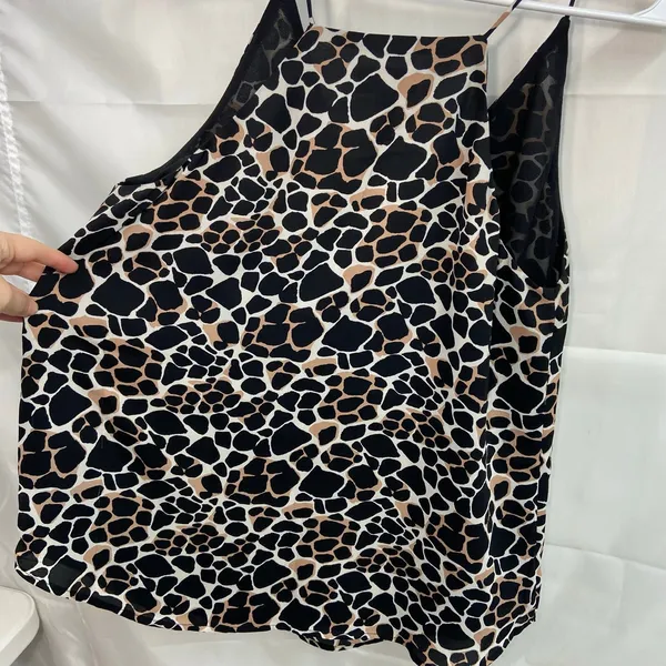 LOFT‎ women's leopard animal print v-neck loose relaxed lined blouse tank top M - Image 6