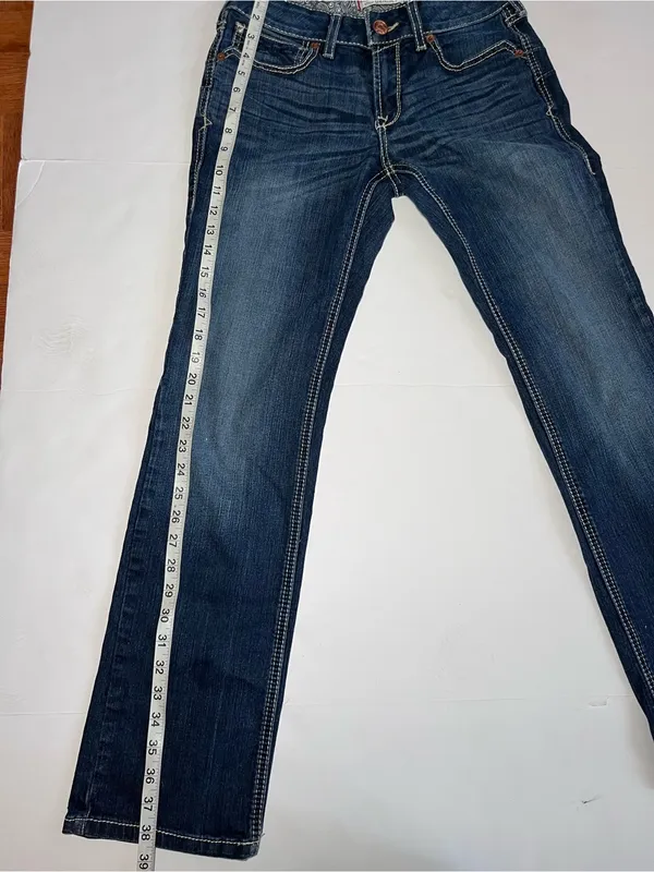 Ariat R.E.A.L. Mid Rise Straight Leg Jeans Blue 28S 28 Short 10023501 - Image 7