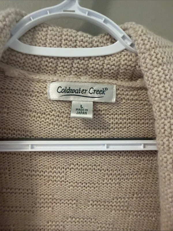 Vintage Coldwater Creek Western Boho Cardigan Sweater Tassels Cream Large L - Image 3
