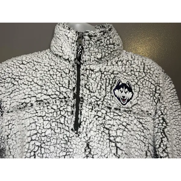 Uconn Huskies Sweatshirt Womens Medium Gray Basketball Sherpa Boxercraft - Image 2