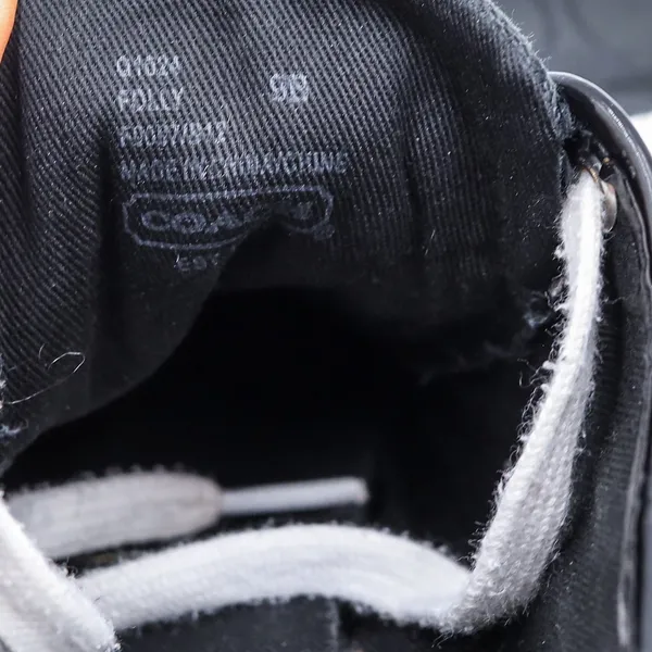 Coach Polly Signature Monogram Sneakers Womens 9B Black Jacquard Patent Low Top - Image 11