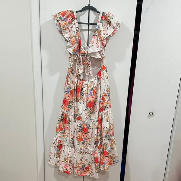 Floral Ruffle Tiered maxi dress Pink Size L - Image 5