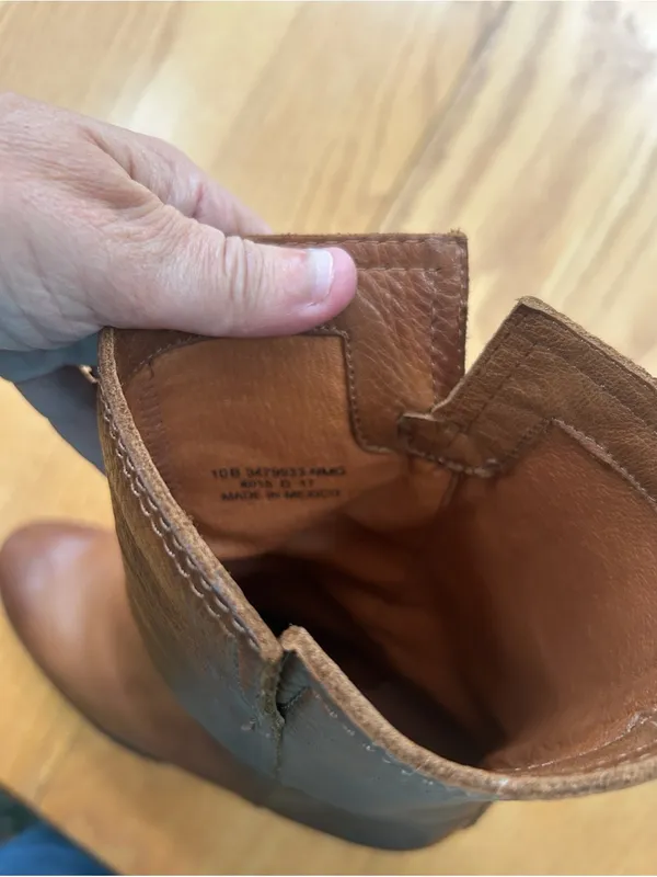 Frye Nora Mid Leather Pull On Boots Cognac Brown Block Heel Women's Size 10 B - Image 7