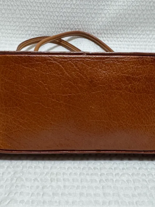 me too Cognac Brown Leather Shoulder Bag with Double Straps - Image 6