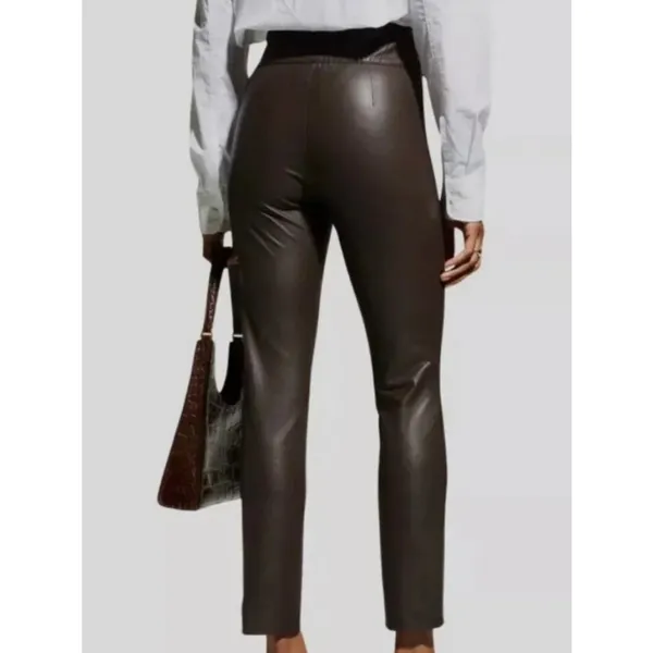 Brochure Walker Brown Faux Leather Juniper Straight Leg Crop Pants Sz.S - Image 4