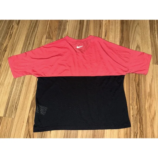 Nike Women's Small Red Black Running‎ Shirt Short Sleeves Just Do It Workout - Image 3