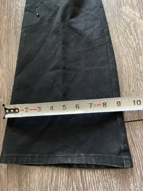 Cache Embellished Flare Jeans Size 4 Y2K Faux Pearl Beaded Black Denim Pants - Image 8