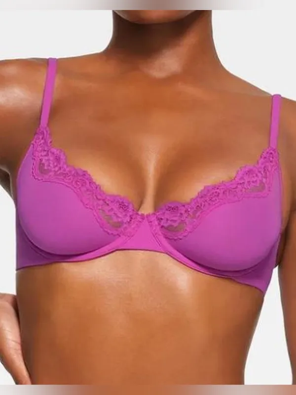 SKIMS Fits Everybody Lace Underwire Bra in Lollipop Size 40C NEW - Image 7