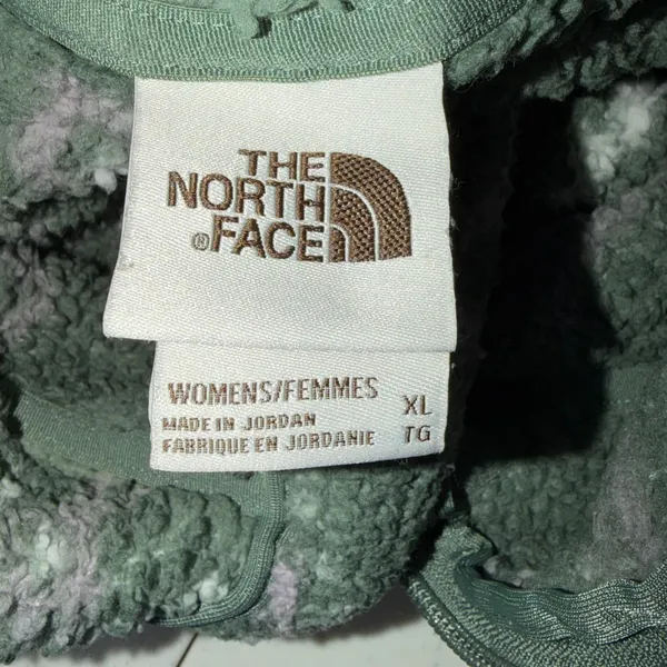 The North Face Campshire Womens XL Green White Fleece 1/4 Zip Hooded Pullover - Image 3