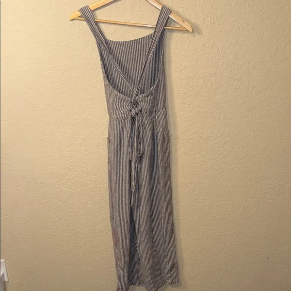 Free People Navy and White Striped Jumpsuit overalls 0 - Image 3