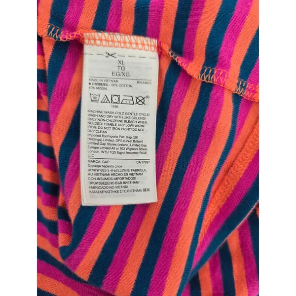 Gap Shirt Womens XL Favorite V-Neck Pink Orange Blue Striped Long Sleeve NEW - Image 5