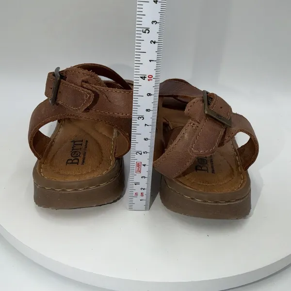Born Lucia Sandals Womens 7M Brown Leather Comfort Strappy Slingback Cross Strap - Image 5