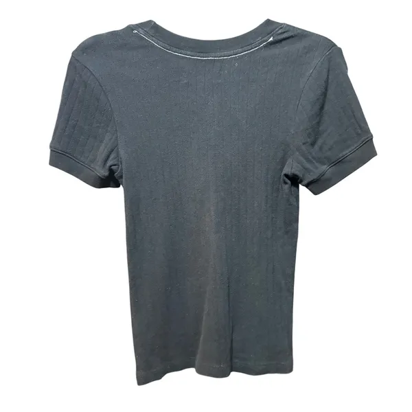 Everlane Black Organic‎ Cotton Ribbed Short Sleeve Crew Neck Tee Shirt Small - Image 2