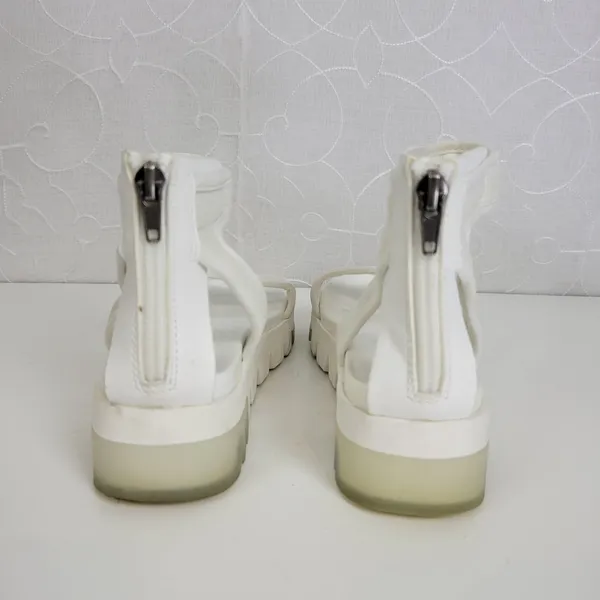 MIA Women's Ellyson Sandals 6.5 White Leather Casual Ankle Strap Flat Back Zip - Image 5