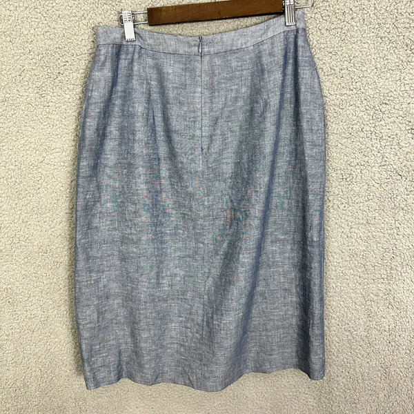 Banana Republic Knee‎ Length Skirt Womens 6 Blue Chambray Nautical Preppy Twee - Image 3