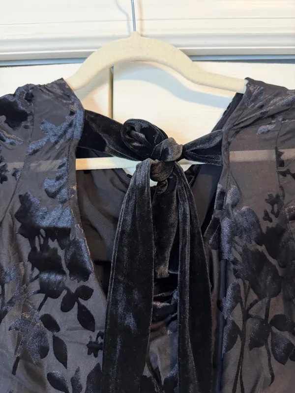 NWT Cupshe Black Sheer Velvet Top - Image 8
