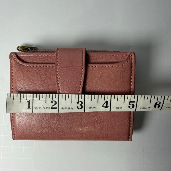 Blush Pink Compact Bifold Wallet Faux Leather Zipper Coin Pocket Card Holder NWT - Image 2
