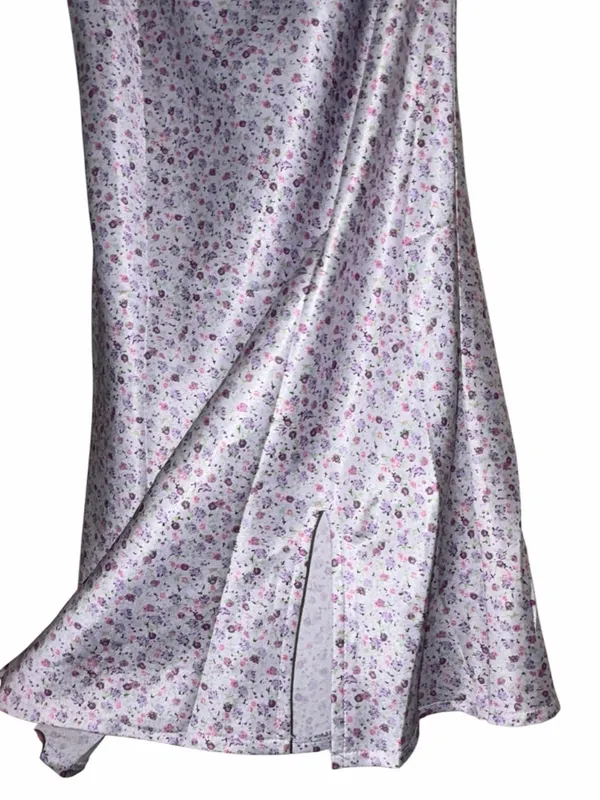 Princess Polly Purple Satin Floral Slip Dress Size 0 XS Small - Image 4
