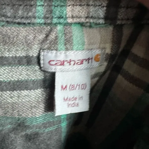 Carhartt green plaid M western workwear button down shirt - Image 3