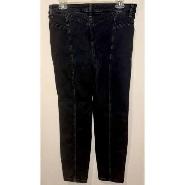 Free People "We The Free" Black Skinny Jeans Decorative Seams Size 31 EUC!! - Image 2