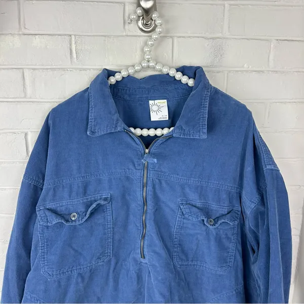 Offline by Aerie Blue Corduroy Quarter Zip Pullover Shacket Size XL - Image 4