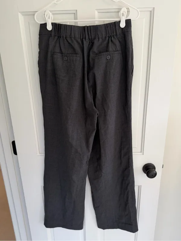 Quince Italian Wool Pleated Wide Leg Trousers Coal Melange Size 8 - Image 4