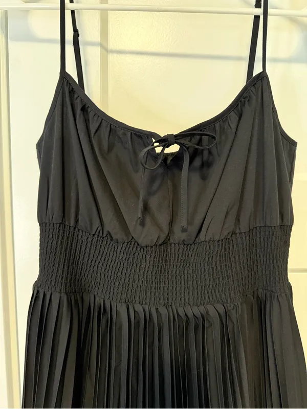 J.Crew Smocked Waist Pleated Midi Dress Black NWT Size 8 - Image 6