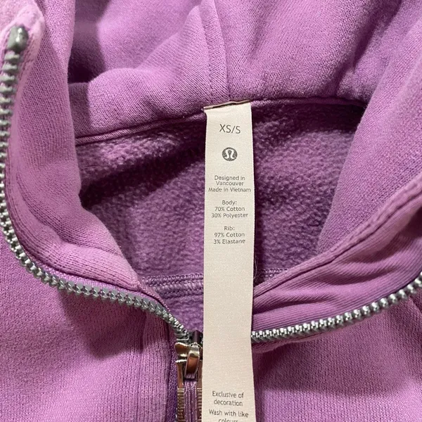 Lululemon Purple Cropped Half Zip Hoodie XS/S Oversized Scuba Style - Image 5
