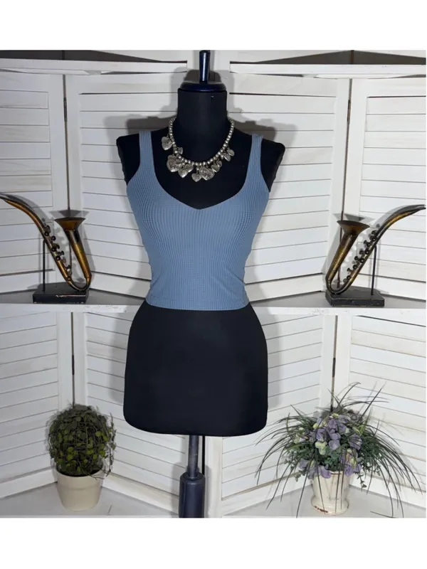 Lululemon ribbed softreme tank top cropped oasis blue athleisure activewear yoga - Image 3